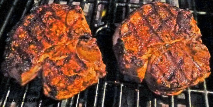 Gas grilled pork chops