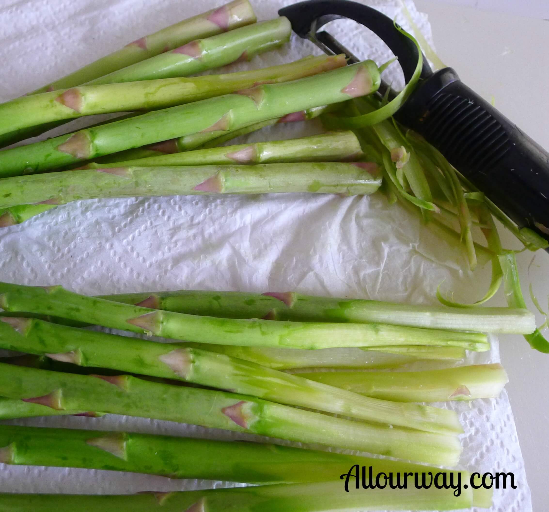 For Roasted asparagus first peel ends @allourway.com