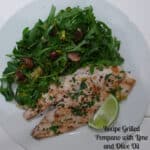 Wild-caught Pompano grilled and served with an arugula salad.