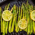 Roasted Asparagus with lemon and parmesan cheese.