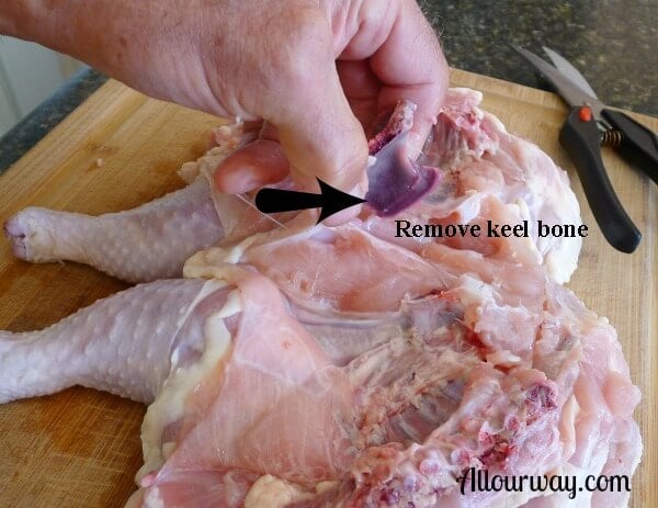 butterfly chicken, remove keel bone, how to 