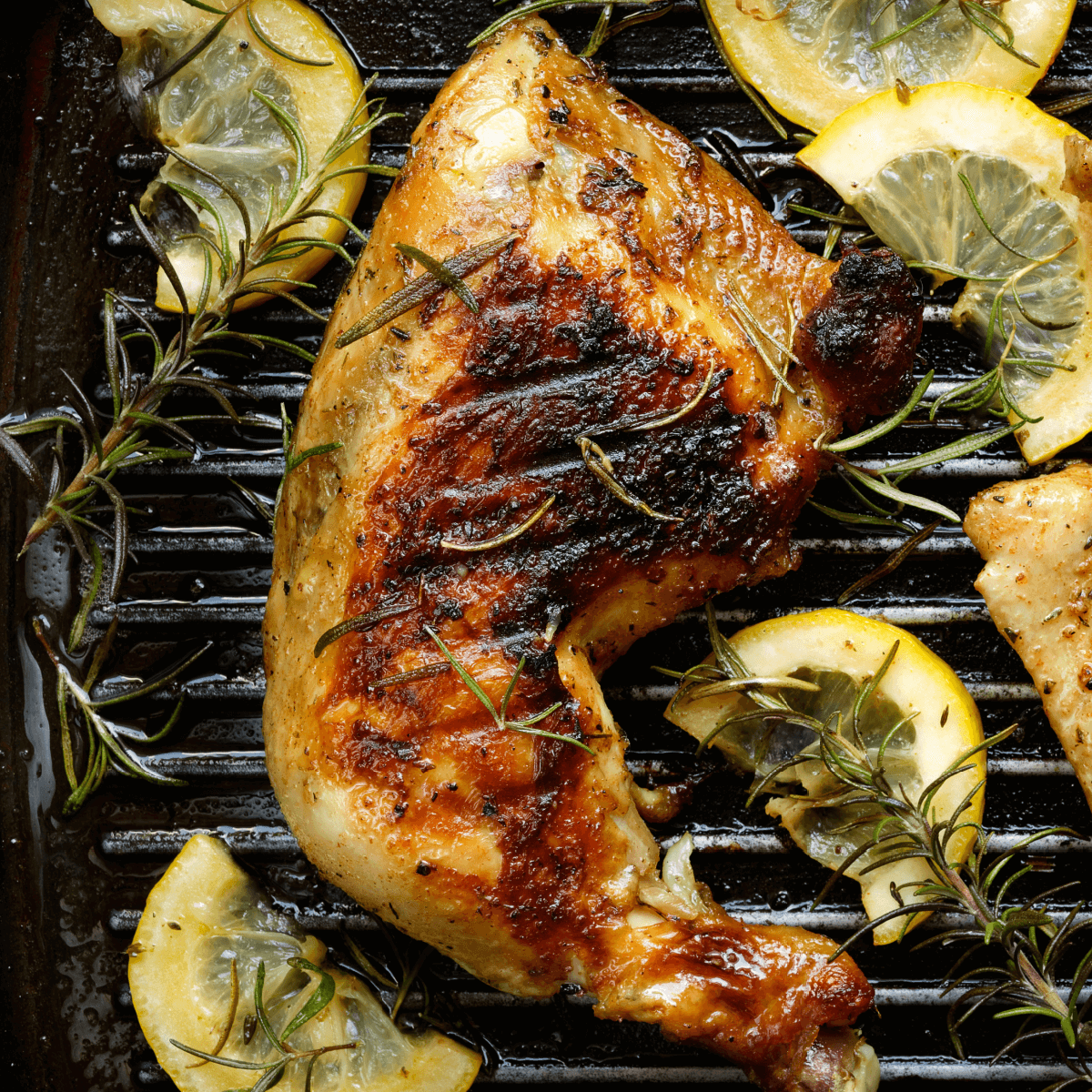 Grilled Chicken Leg quarter basted with Lemon butter sauce recipe 