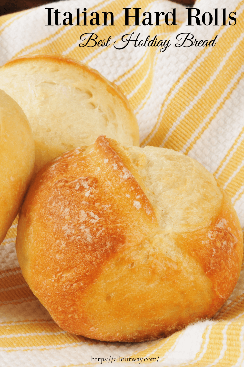A light airy roll with a crunchy crackly crust. Does not use a lot of yeast, instead it relies on extra-long fermentation for flavor development. It's the perfect dinner roll to serve at a holiday meal. Not sweet, just plenty of rich bread flavor. #dinnerrolls, #hardrolls, #Italianhardrolls, #crustyrolls, #holidaybuns, #yeastbuns, #yeastrolls
