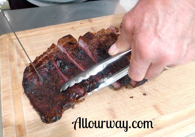Smoked Pork Ribs are done and are ready to Cut at allourway.com