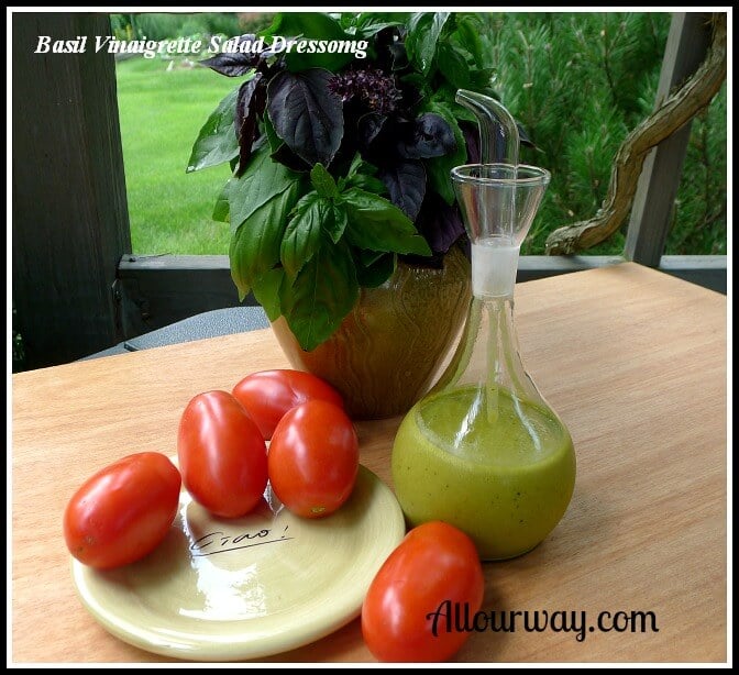 Basil Vinaigrette Salad Dressing made with the extra basil leaves at allourway.com