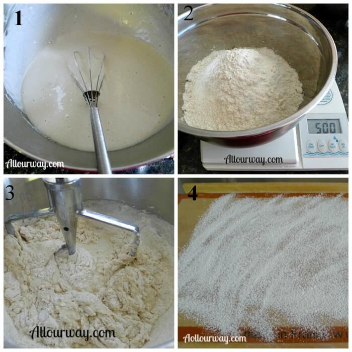 How to Make Ciabatta Bread Steps 1-4 at allourway.com