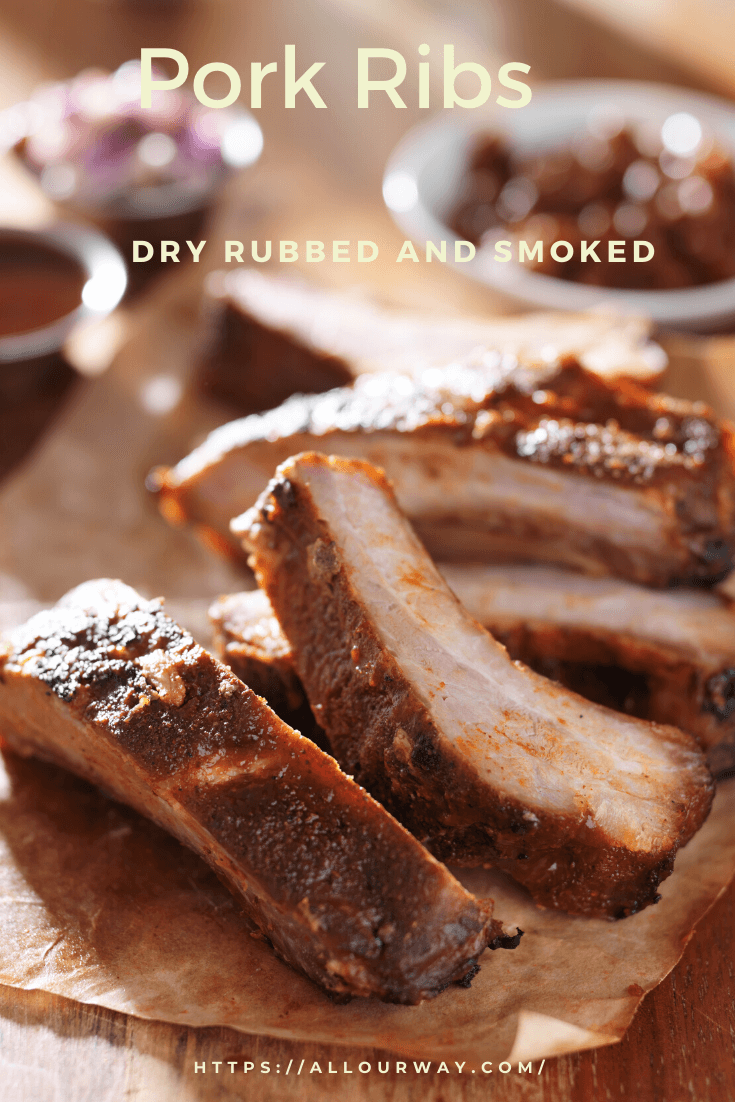 Delicious and tender dry rubbed pork ribs that are smoked to perfection. The meat is juicy with a spicy smoky taste. Eat them as is or slather them with your favorite sauce. The meat tastes so good it really doesn't need anything else.