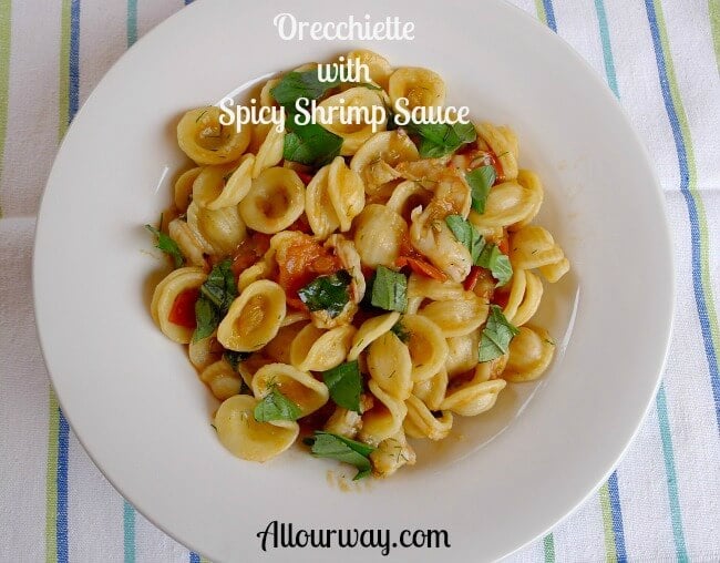 Orecchiette with Spicy Shrimp Sauce at allourway.com