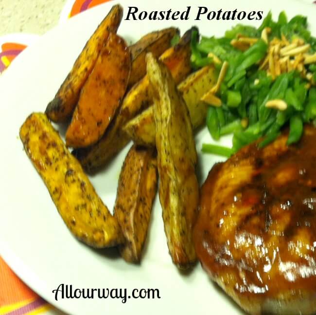 Mediterranean roasted russet and sweet potatoes @ Allourway.com
