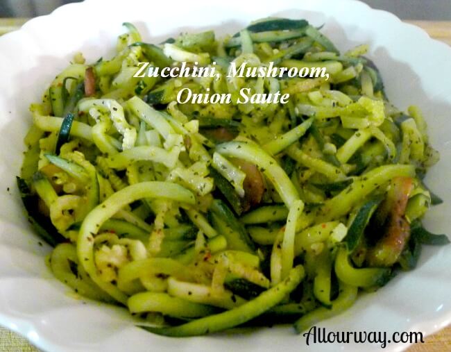 Zucchini mushroom onion saute @Allourway.com