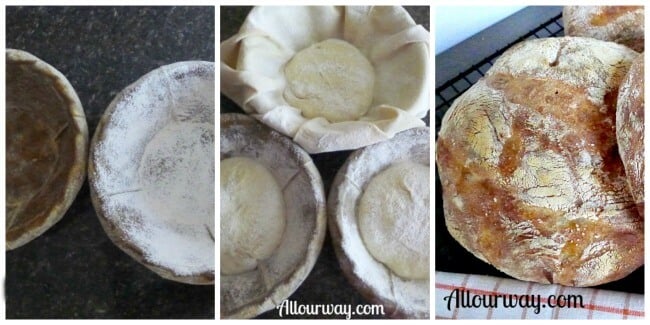 Pugliese Bread rises in well floured basket @allourway.com