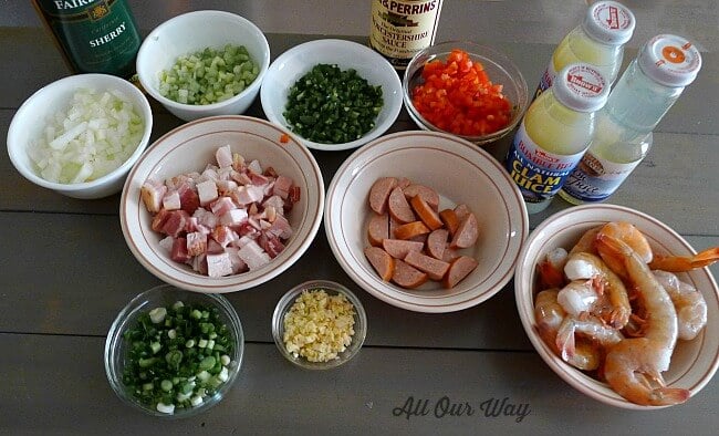 Ingredients for Louisiana Shrimp Gumbo ingredients