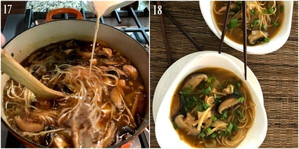 Collage of steps 17-18 Hot and sour soup. 