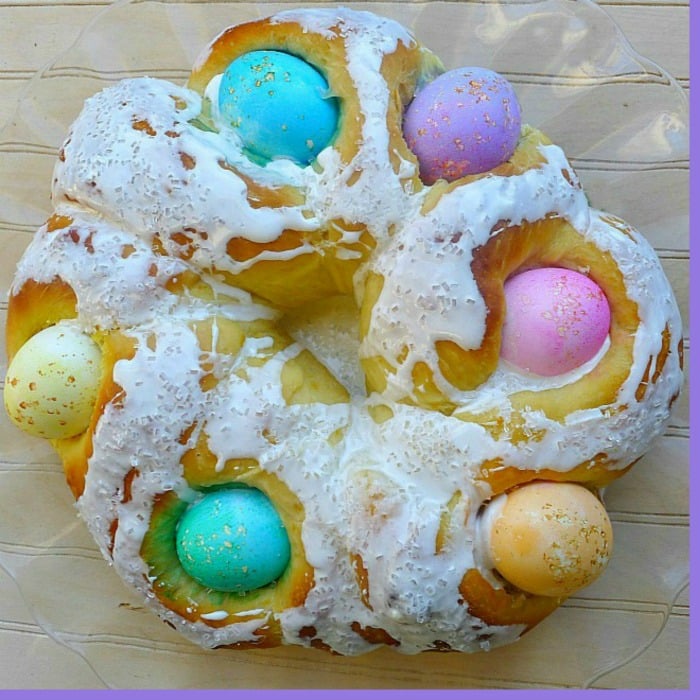 Italian Easter Bread With Colored Eggs {Corona Pasquale} Easter Tradition
