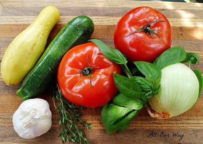 Garden fresh ingredients for the stuffing the tomatoes @allourway.com