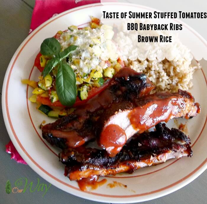 Taste of summer stuffed tomatoes, bbq baby back ribs and brown rice @allourway.com
