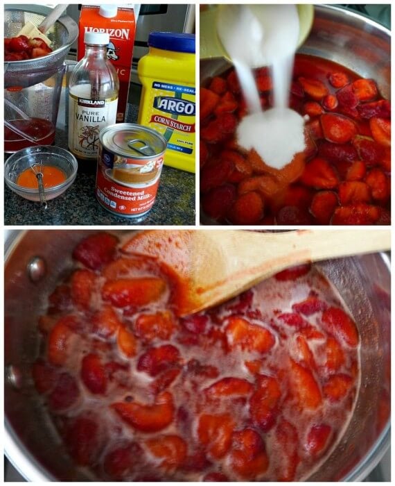 Collage of Strawberry ice cream is made with a compote @allourway.com