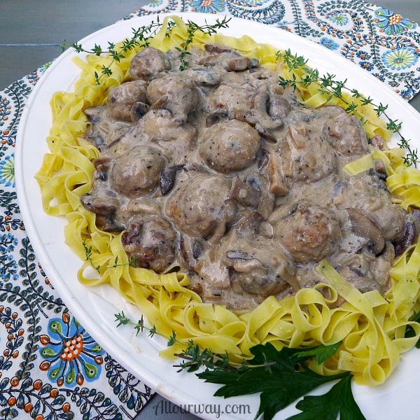 Italian Meatballs in Creamy Mushroom Sauce @allourway.com