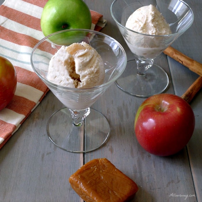 Caramel Apple Pie No-Churn Ice Cream made with prepared Apple Pie Filling @allourway.com