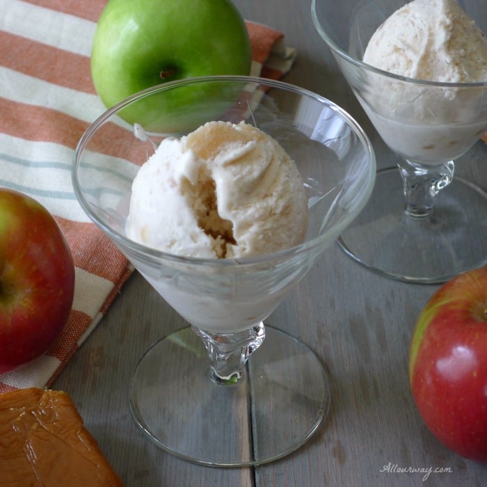 Caramel Apple Pie No-Churn Ice Cream is easy made with Apple Pie Filling @allourway.com