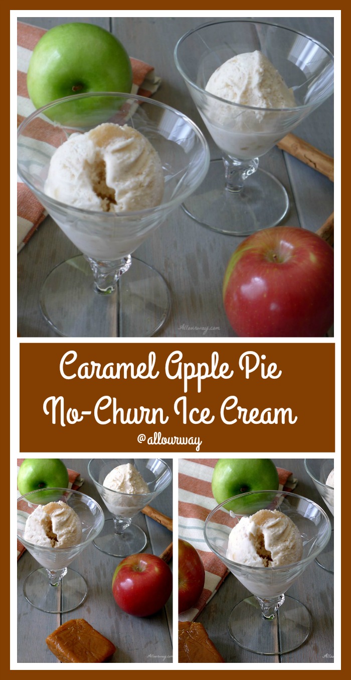 Caramel Apple Pie No-Churn Ice Cream is delicious and easy made with apple pie filling @allourway.com