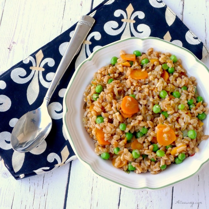 Farro and Peas - Risi e Bisi is a take on a Venetian classic that swaps the rice for the rice giving the dish a nutty flavor with a chewy texture.