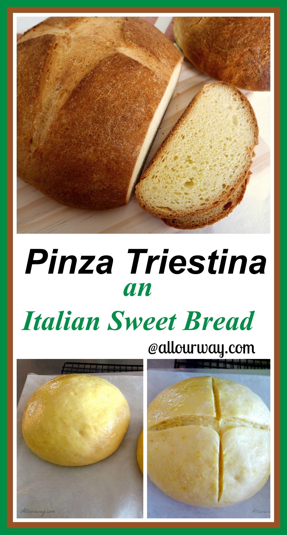 Pinza triestina is a rich egg bread such as brioche with an orange flavor. It is usually served on Easter morning but is delicious any time of year @allourway.com