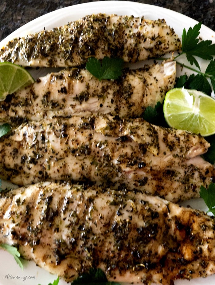 Grilled Lime Herb Fish with Truffle Oil is an easy way to grill fish with maximum flavor @allourway.com