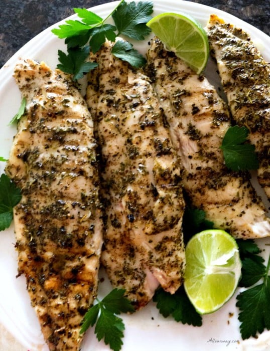 Grilled Lime Herb Fish with Truffle Oil is an easy and delicious way to prepare fish on the grill - we used pompano @allourway.com