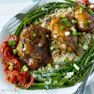 Honey Soy Baked Garlicky Chicken Thighs Recipe @allourway.com