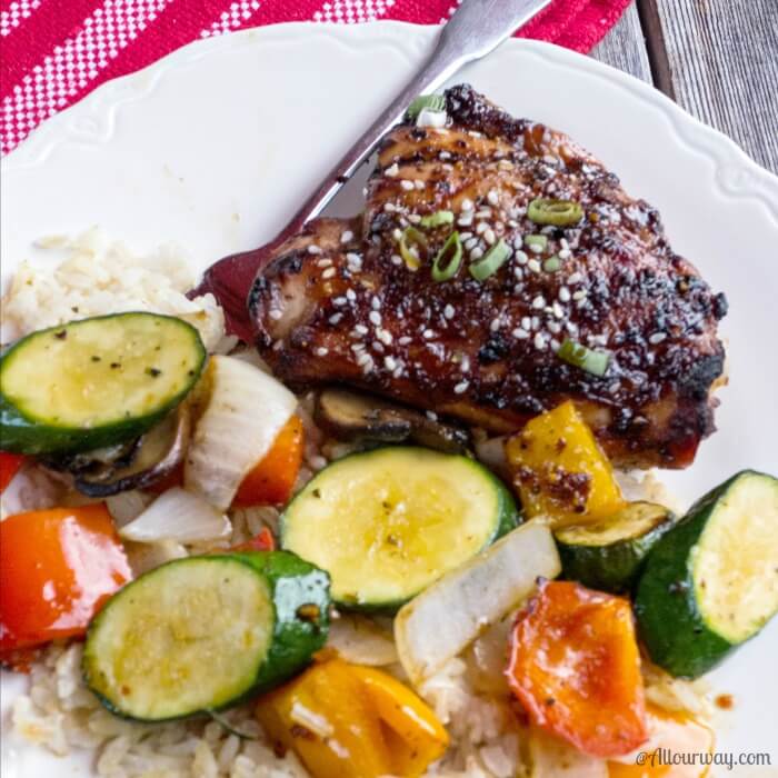 Amazing Blazing Asian Grilled Chicken Thighs with Zucchini Side @allourway.com