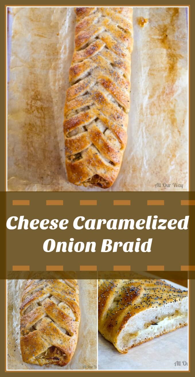 Cheese caramelized Onion Braid fast and easy with prepared pizza crust @allourway.com