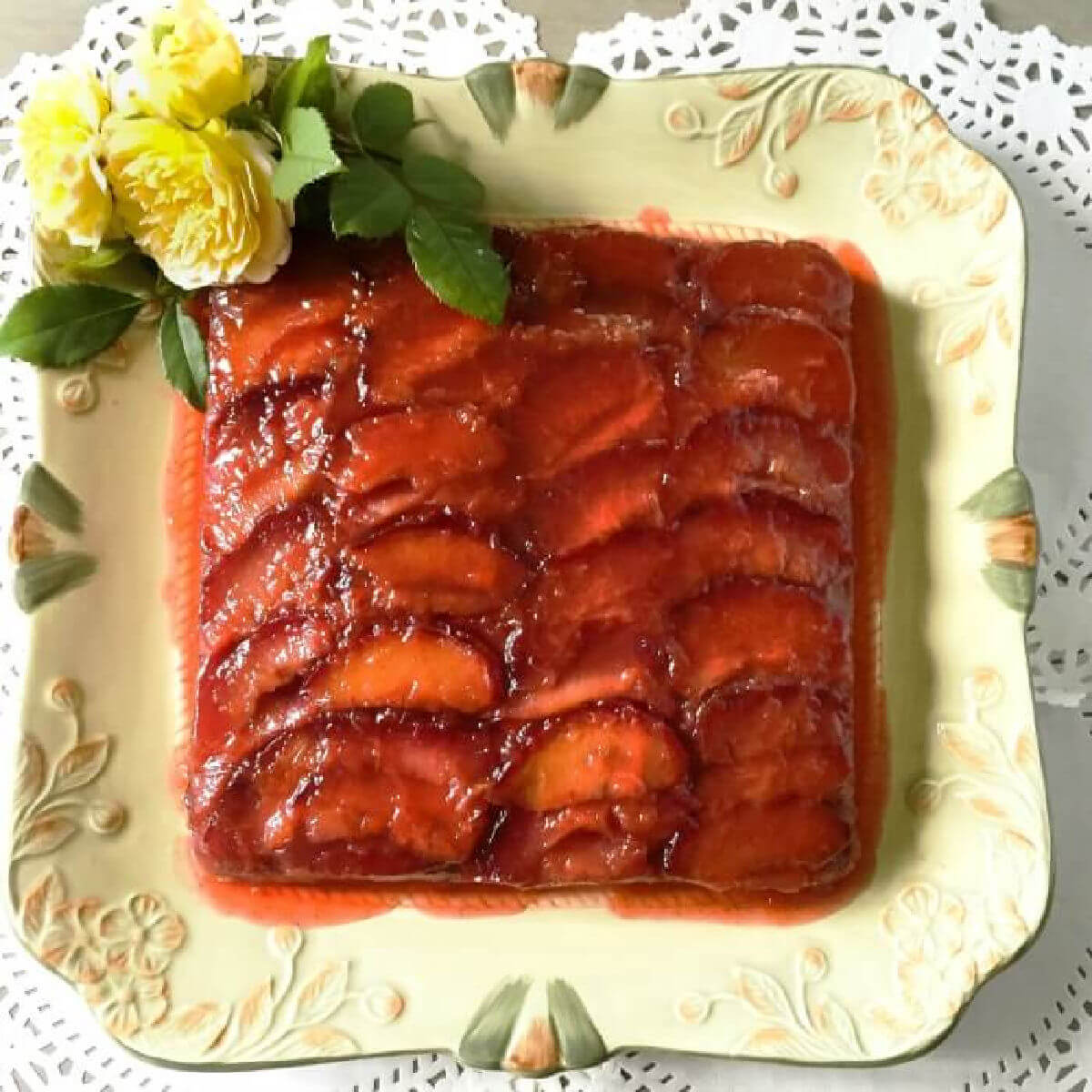 Plum tarte tatin