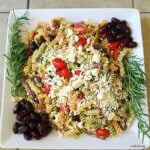 Mediterranean Herb Antipasto Pasta Salad Platter- a taste of Souther Italy at the Birthday Fish fry.
