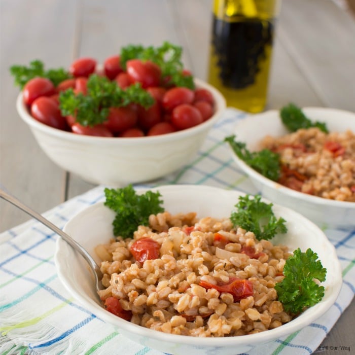 One Pot Farro with Italian Sausage and Tomatoes