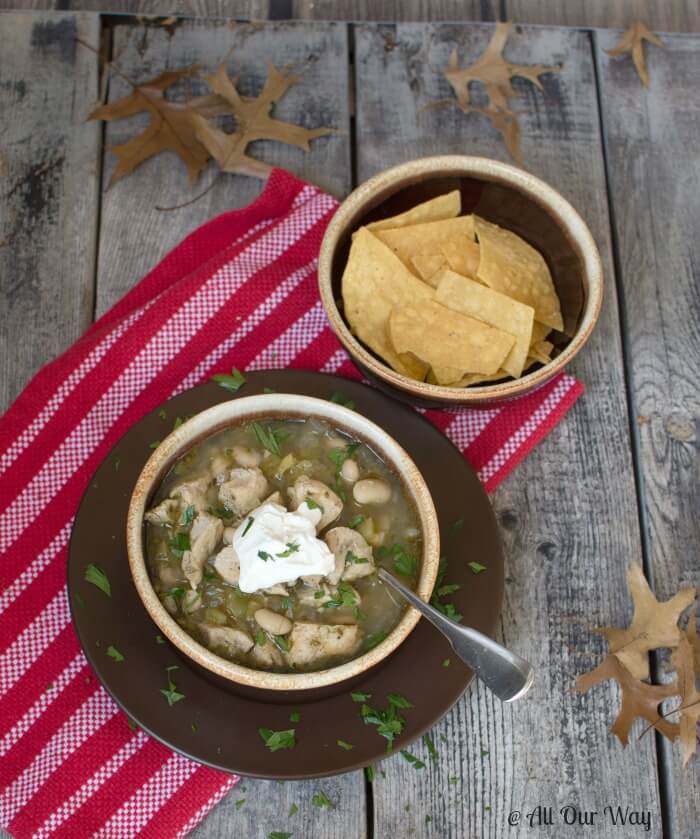 Wickedly Good Spicy White Chicken Chili with cilantro and lime @allourway