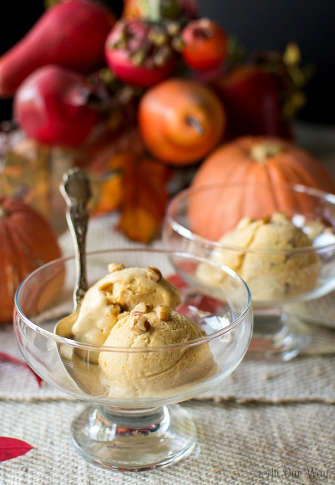 Toasted Pecan Pumpkin Ice Cream an easy no-churn recipe @allourway.com