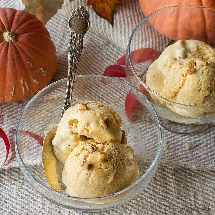 Toasted Pecan Pumpkin Ice Cream an easy No-churn recipe @allourway.com