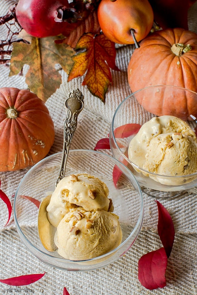 Toasted Pecan Pumpkin Ice Cream an easy no-churn recipe@allourway.com