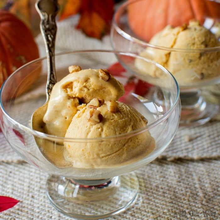 Toasted Pecan Pumpkin Ice Cream an Easy no-churn recipe @allourway.com