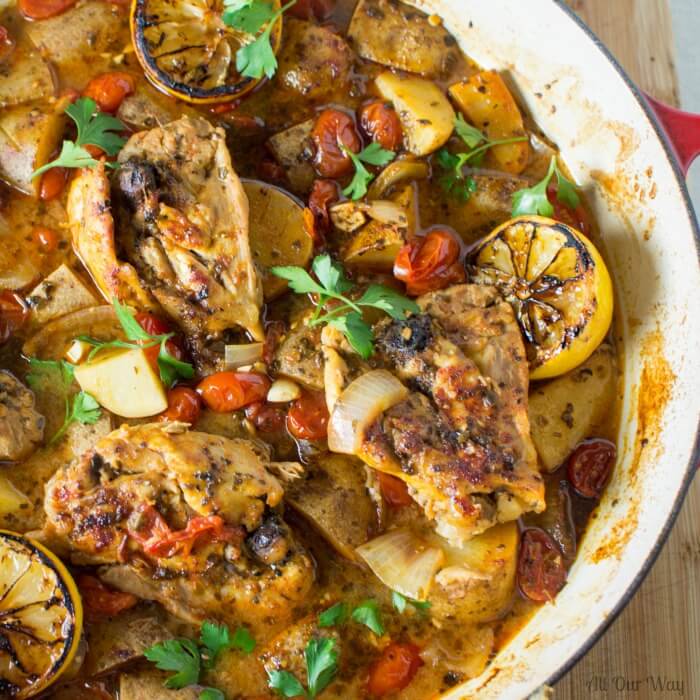 One pan Italian Garlic Lemon Chicken with Fennel and Potatoes @allourway.com