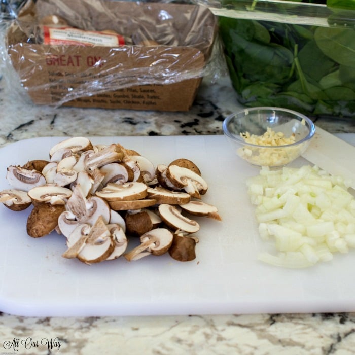 Ingredients for the best baked spinach gratin a streamlined Julia Child recipe. 