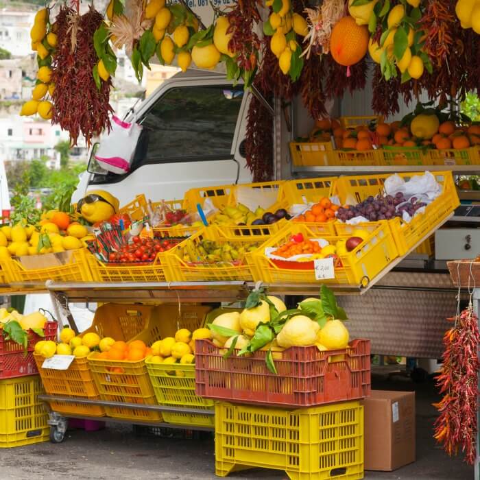 Lemon fruit stand on the Isle of Capri.
 
