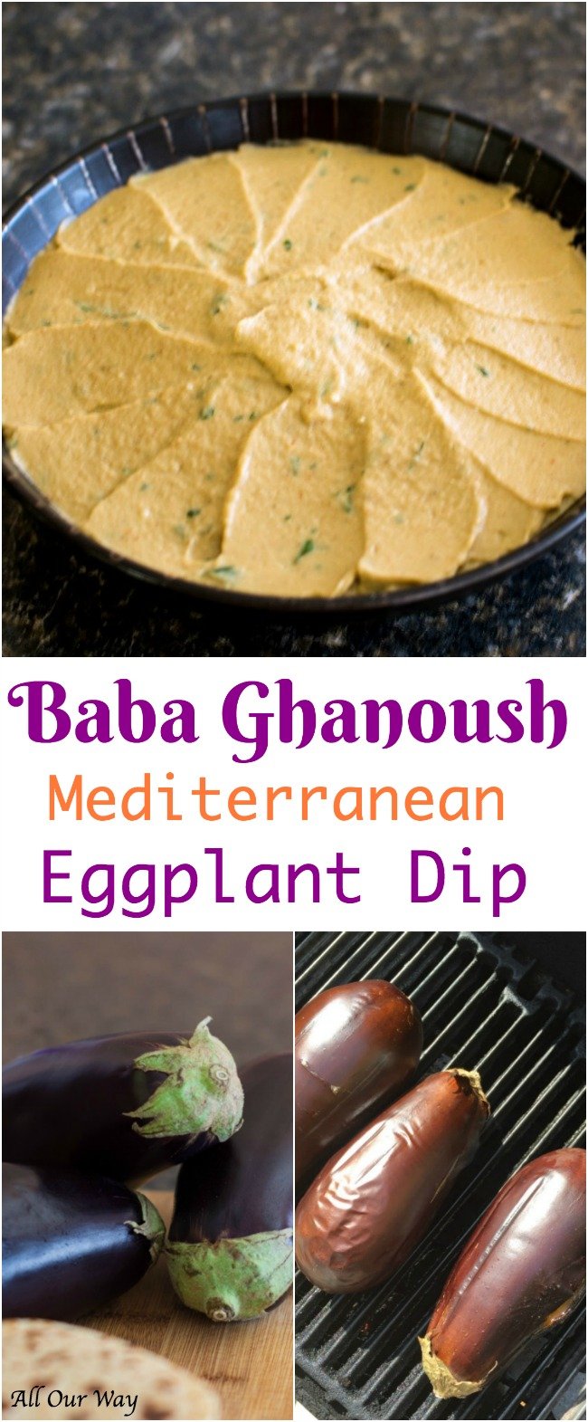 Baba Ghanoush is a Mediterranean eggplant dip that has a smokey, garlicky, nutty flavor that is delicious slathered on flatbread. 