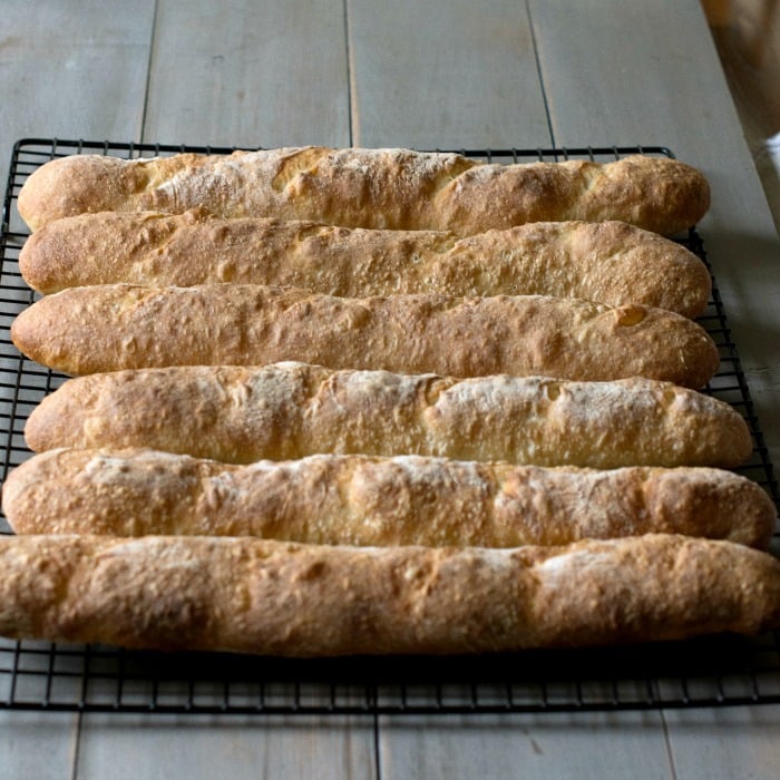 Crusty French Baguettes is a 4-hour recipe that doesn't require a starter. Can also be made into rolls. 