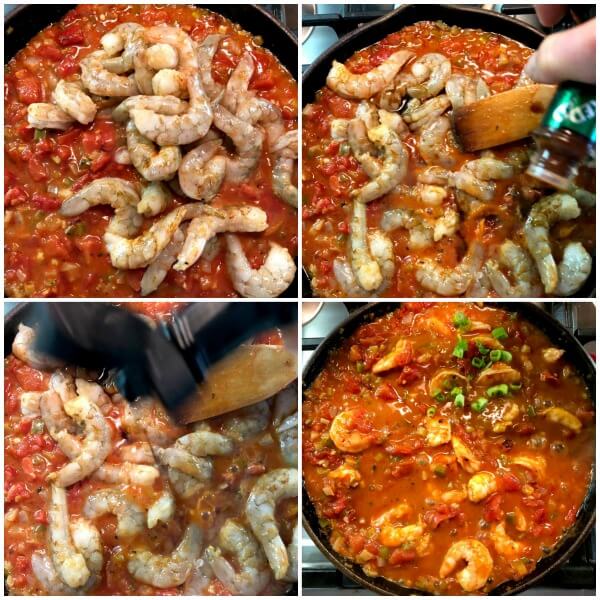 A collage of the third set of steps for making Spicy Shrimp Cuisine. 