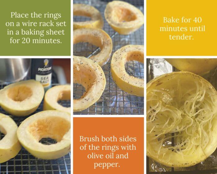 Second collage with instructions for making roasted spaghetti squash