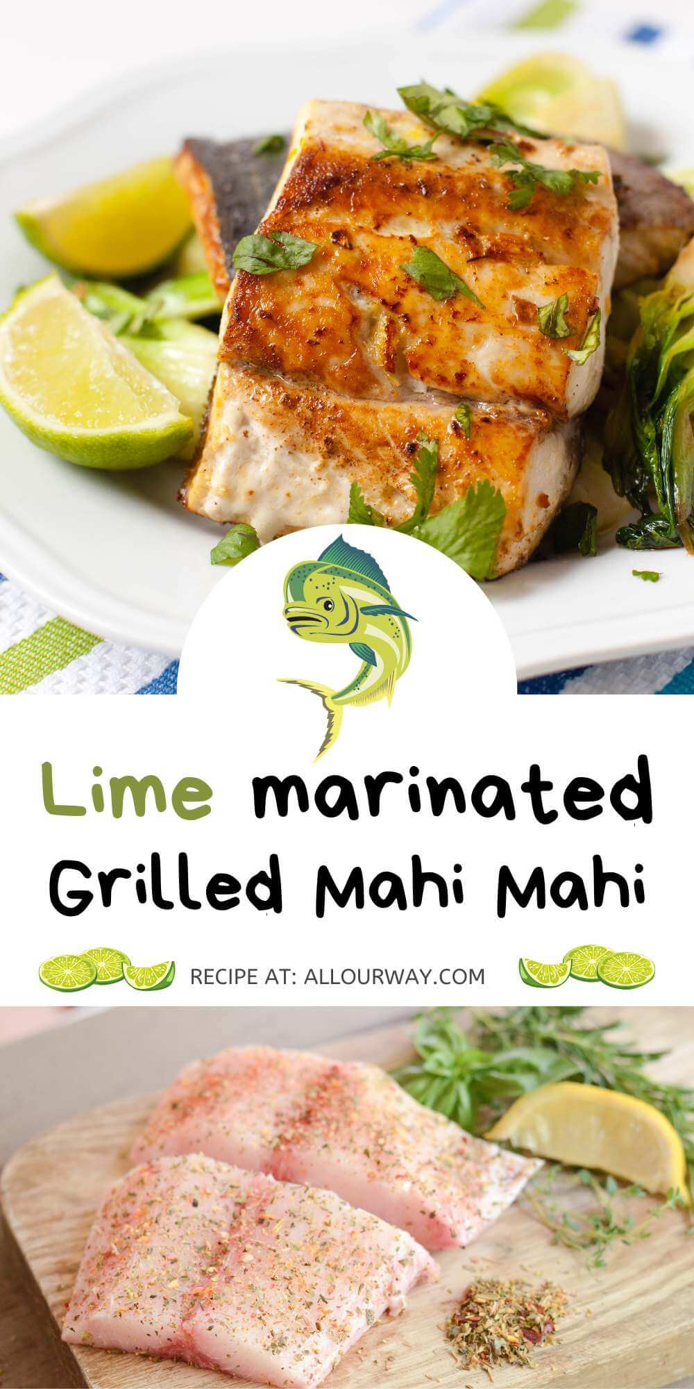 Grilled Lime Marinated Mahi Mahi is mouthwateringly delicious. The fish fillets are first marinated in a tasty lime, soy, ginger marinade and then cook on a very hot grill. The sauce gives a tasty flavor to the fish and keeps it moist. You can also use the marinade on other firm flesh fish.