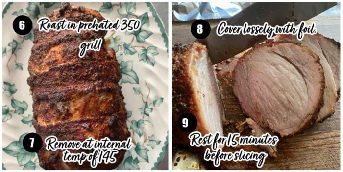 Second Set of Instruction collage for preparing the pork roast. 