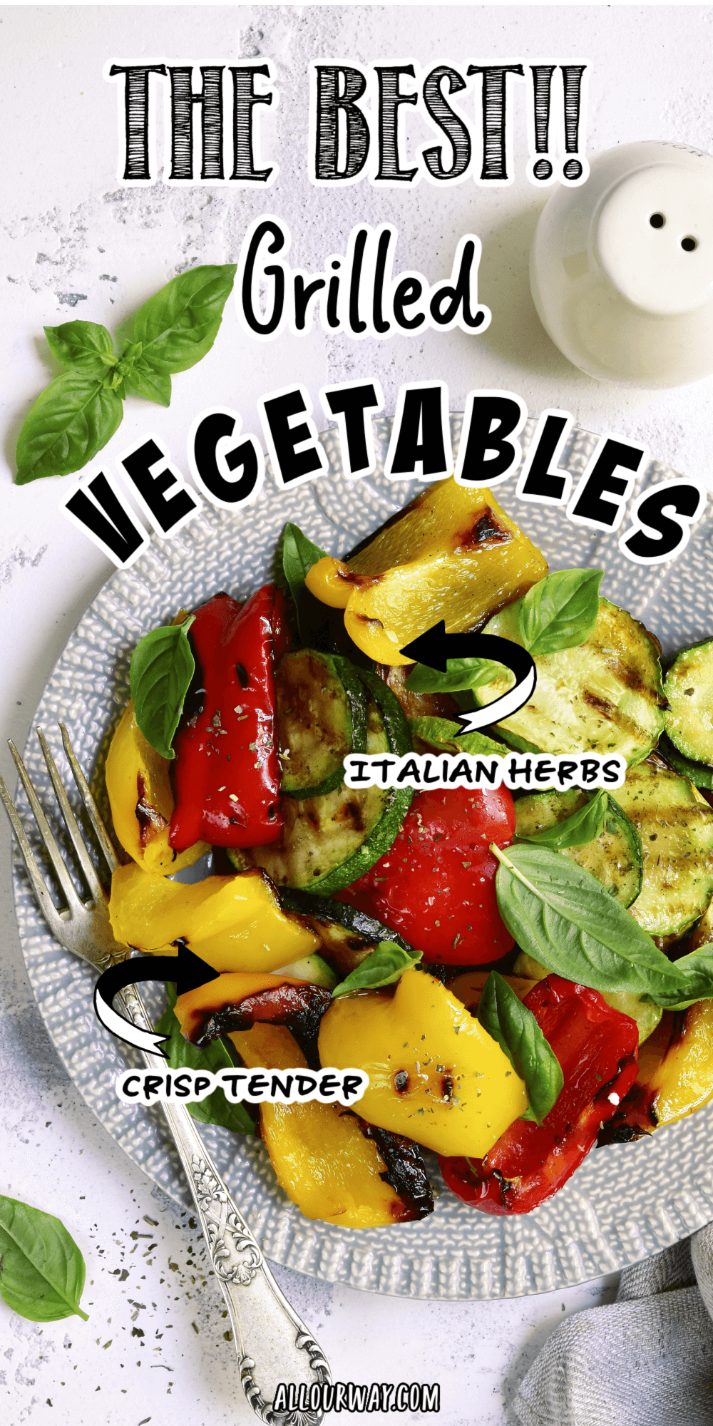 Italian grilled vegetables transforms ordinary veggies into a spectacular dish by cooking them until they are crisp tender. They are served with a tangy lemon vinaigrette and finished with a sprinkle of fresh basil.